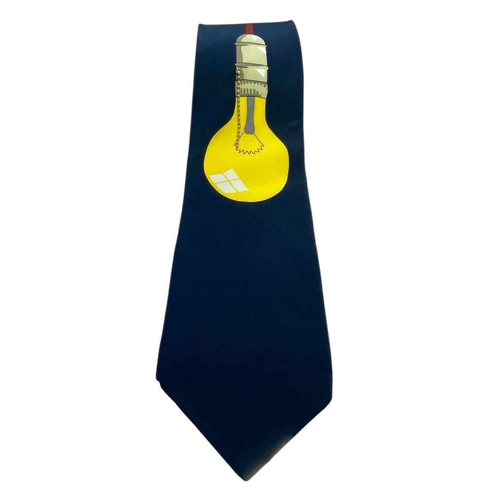 VTG Vichy Davis “ Turned On” New York 100% Silk Blue Tie with Yellow Bulb